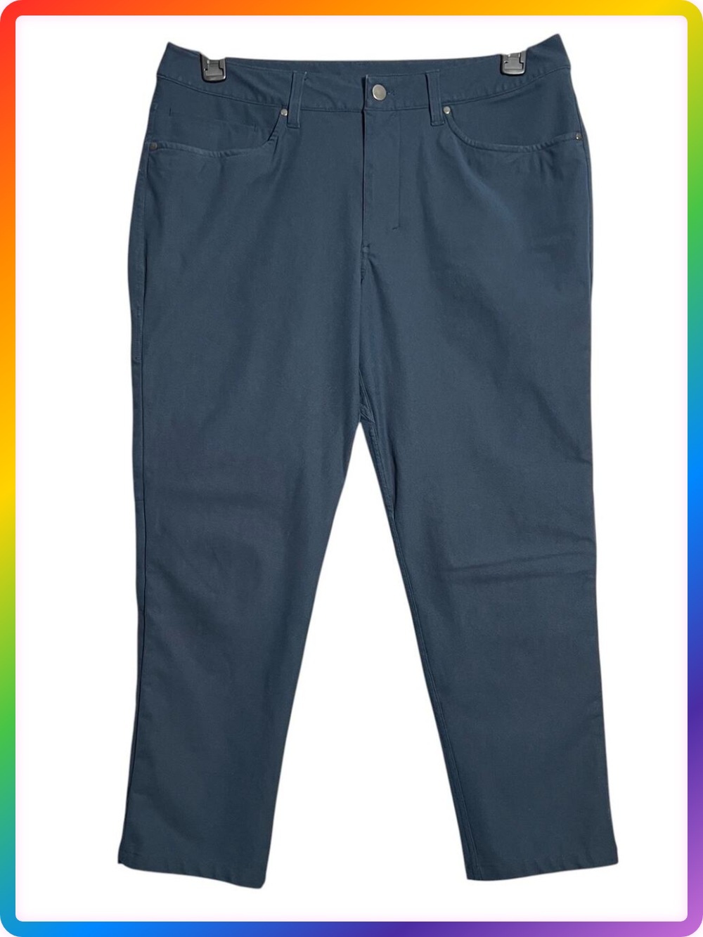 Lululemon Commission Slim Chino Pant MENS 33x26 Navy ABC Cotton Short Hemmed